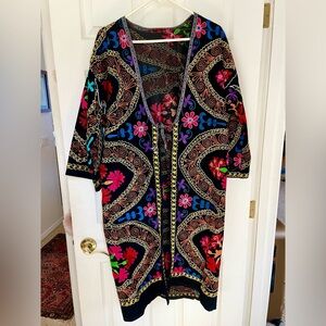 Boho embroidered long jacket